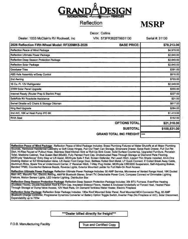 2026 Reflection 320MKS by Grand Design from McClain's RV Rockwall in Rockwall, Texas