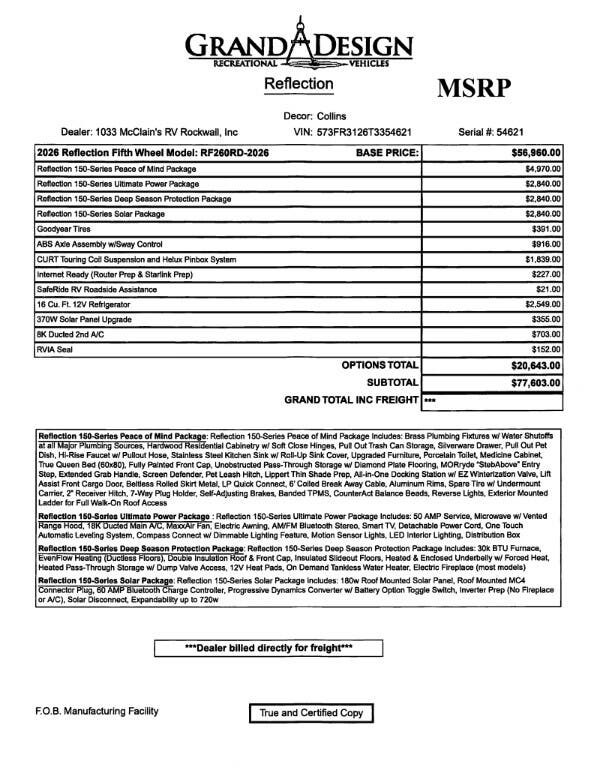 2026 Reflection 150 260RD by Grand Design from McClain's RV Rockwall in Rockwall, Texas