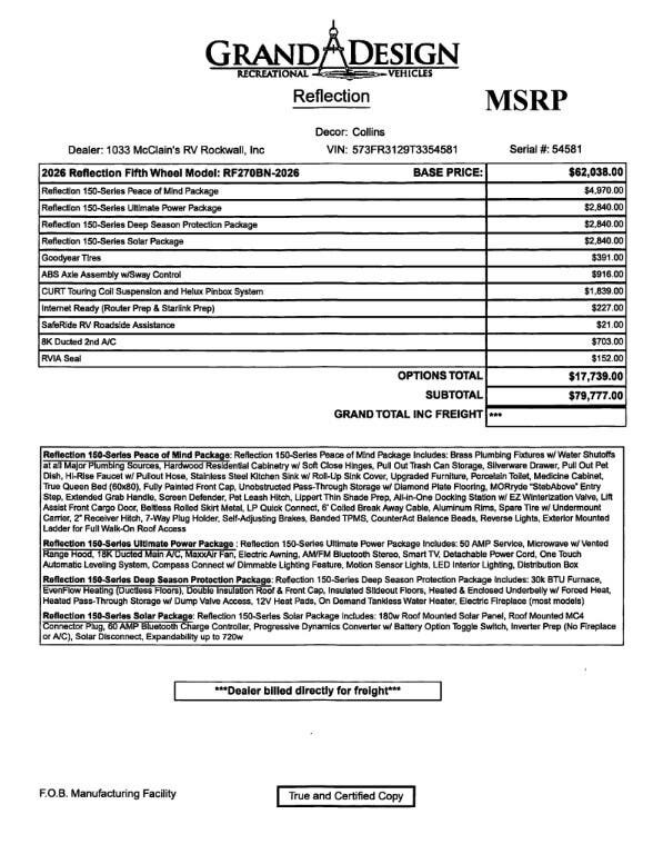 2026 Reflection 150 270BN by Grand Design from McClain's RV Rockwall in Rockwall, Texas