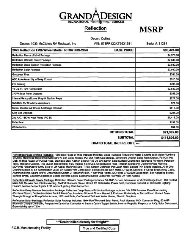 2026 Reflection 367BHS by Grand Design from McClain's RV Rockwall in Rockwall, Texas