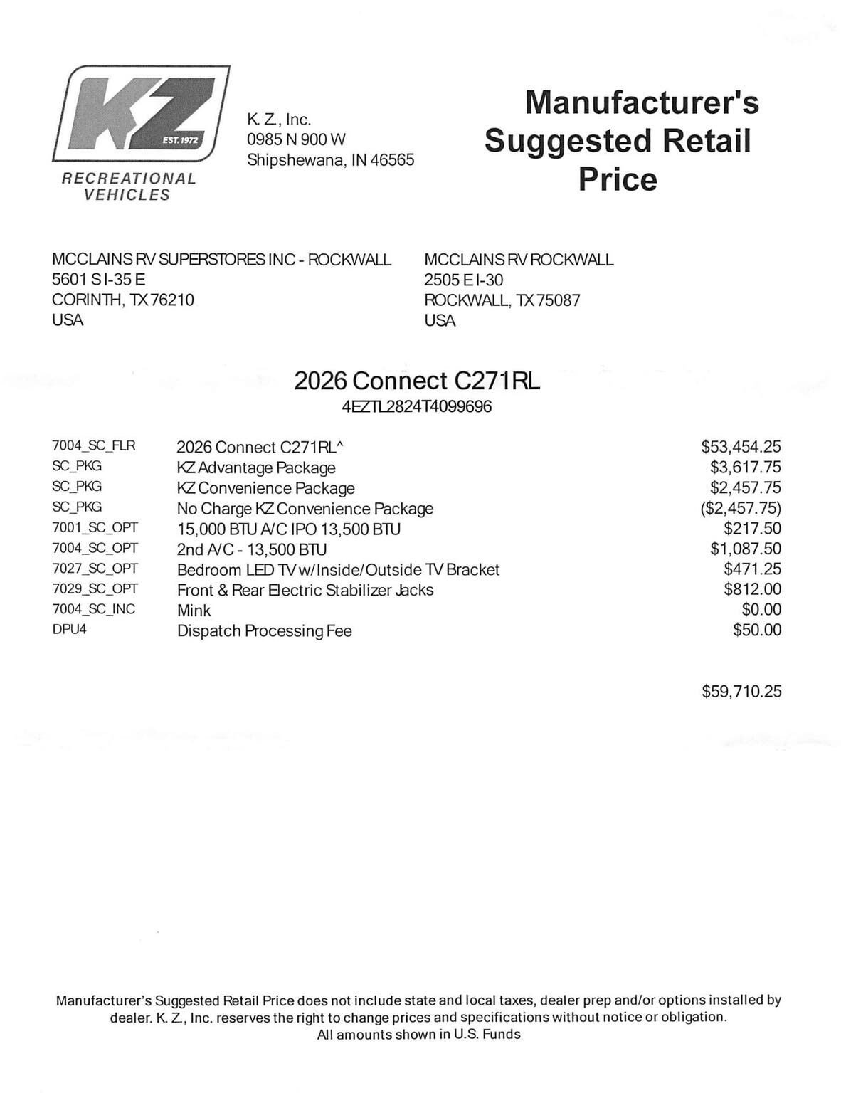 2026 Connect 271RL by K-Z from McClain's RV Rockwall in Rockwall, Texas