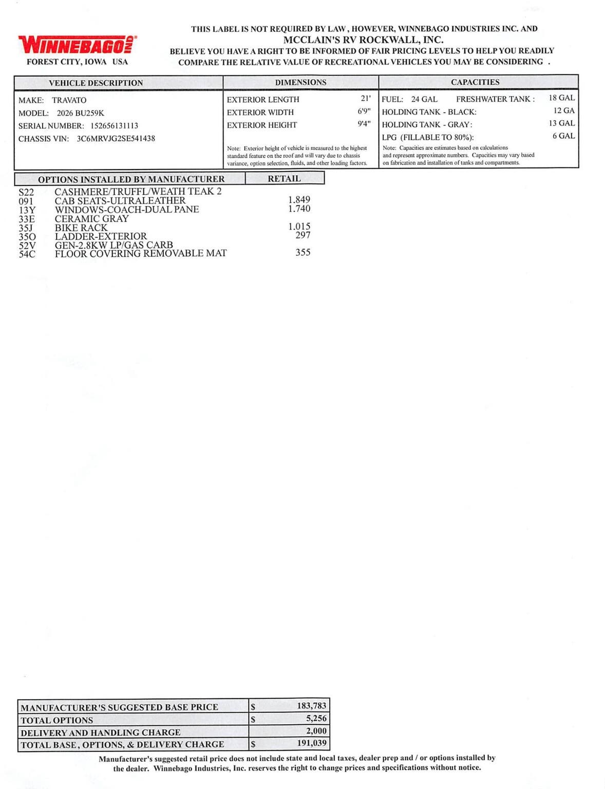 2026 Travato 59K by Winnebago from McClain's RV Rockwall in Rockwall, Texas