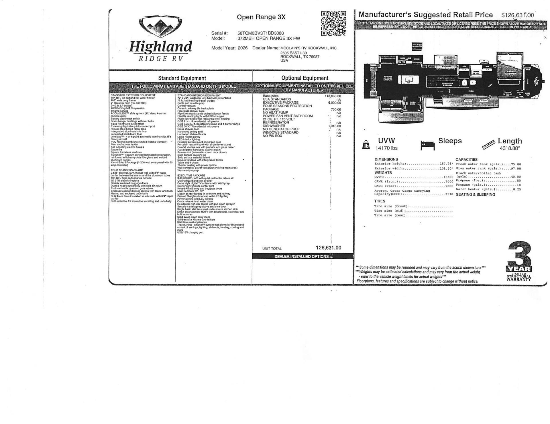 2026 Open Range 3X 372MBH by Highland Ridge from McClain's RV Rockwall in Rockwall, Texas
