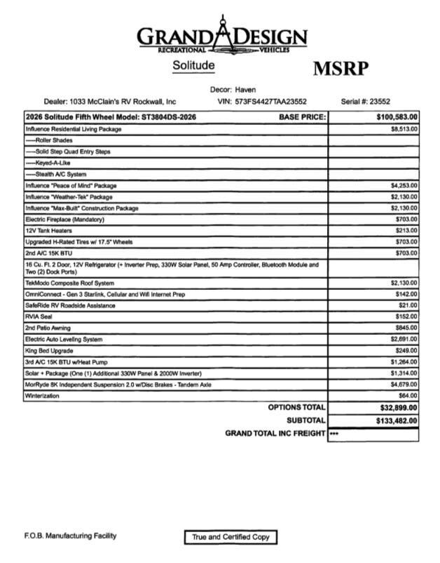 2026 Influence 3804DS by Grand Design from McClain's RV Rockwall in Rockwall, Texas