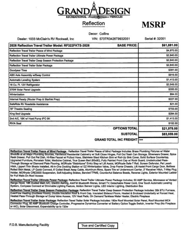 2026 Reflection 322FKTS by Grand Design from McClain's RV Rockwall in Rockwall, Texas