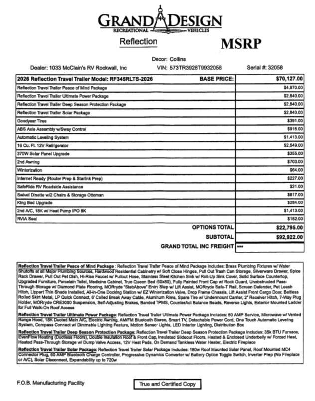 2026 Reflection 345RLTS by Grand Design from McClain's RV Rockwall in Rockwall, Texas