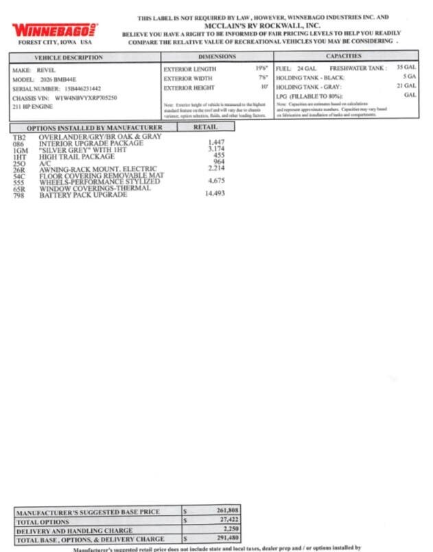2026 Revel 2.5 44E by Winnebago from McClain's RV Rockwall in Rockwall, Texas