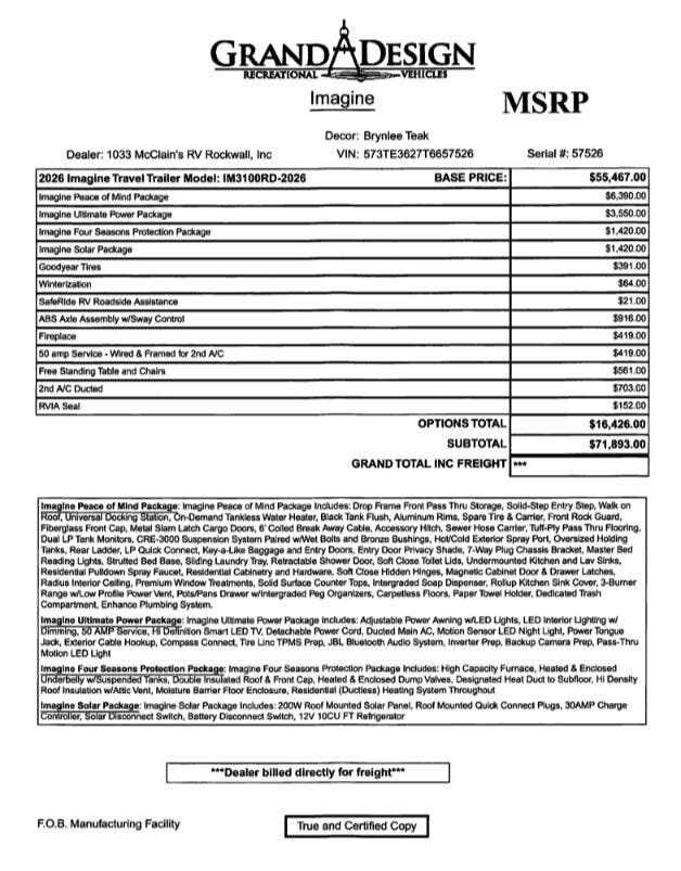 2026 Imagine 3100RD by Grand Design from McClain's RV Rockwall in Rockwall, Texas