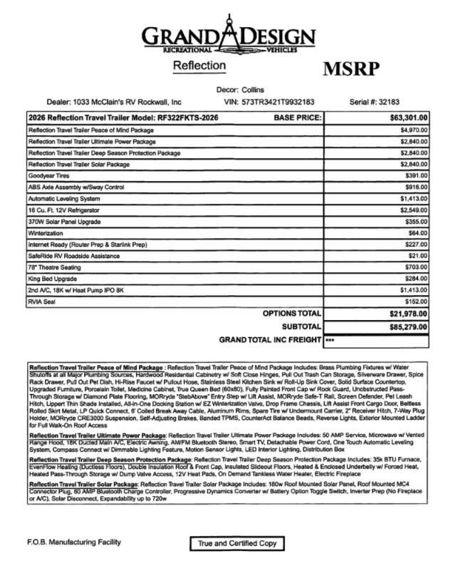 2026 Reflection 322FKTS by Grand Design from McClain's RV Rockwall in Rockwall, Texas