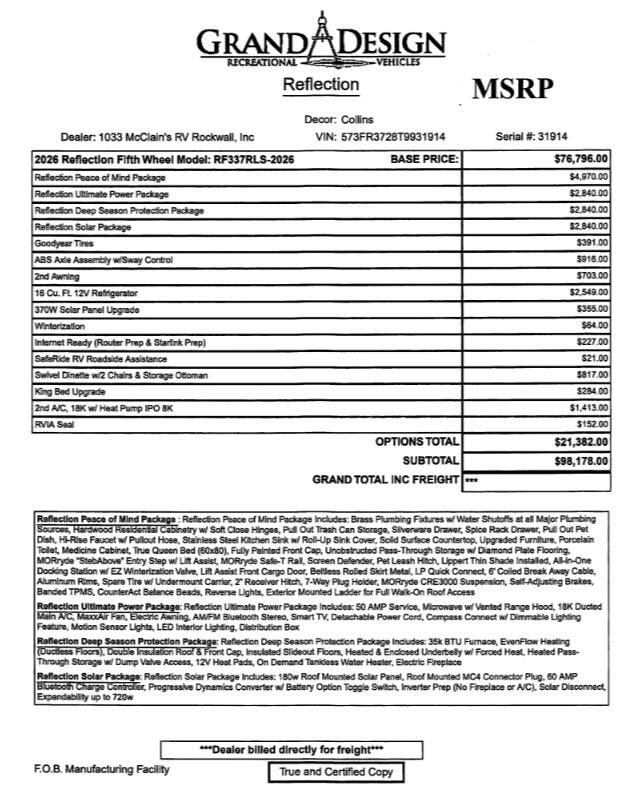 2026 Reflection 337RLS by Grand Design from McClain's RV Rockwall in Rockwall, Texas