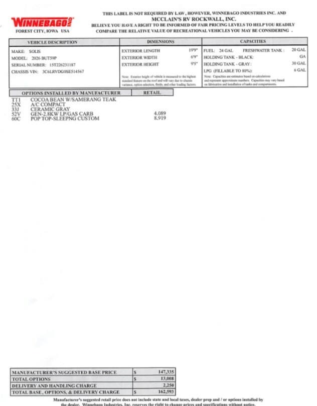 2026 Solis 59P by Winnebago from McClain's RV Rockwall in Rockwall, Texas