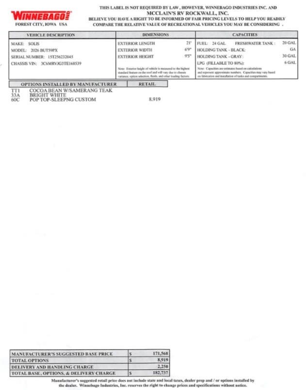 2026 Solis 59PX by Winnebago from McClain's RV Rockwall in Rockwall, Texas