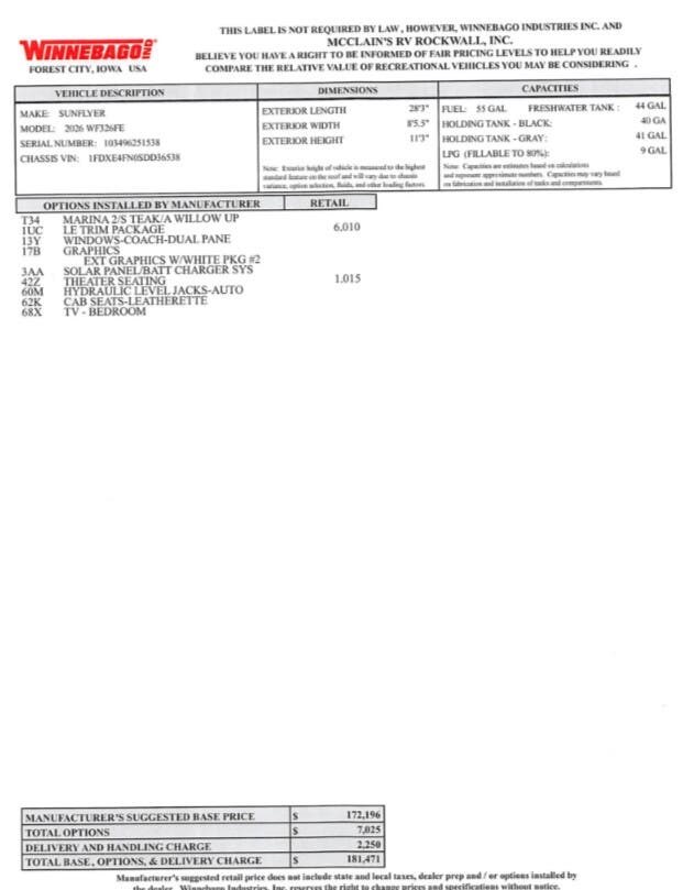 2026 Sunflyer 26FE by Winnebago from McClain's RV Rockwall in Rockwall, Texas