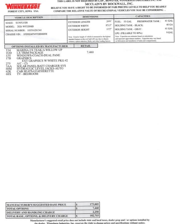 2026 Sunflyer 28MB by Winnebago from McClain's RV Rockwall in Rockwall, Texas