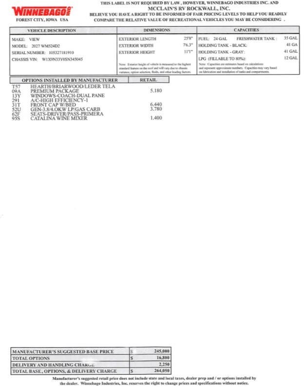 2027 View 24D by Winnebago from McClain's RV Rockwall in Rockwall, Texas
