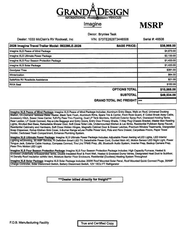 2026 Grand Design Imagine XLS 22MLE - New Travel Trailer For Sale by McClain's RV Rockwall in Rockwall, Texas