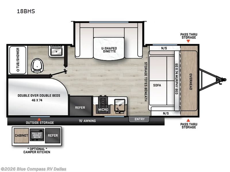 2026 Forest River Aurora Light 18BHS - New Travel Trailer For Sale by Blue Compass RV Dallas in Mesquite, Texas features Slideout