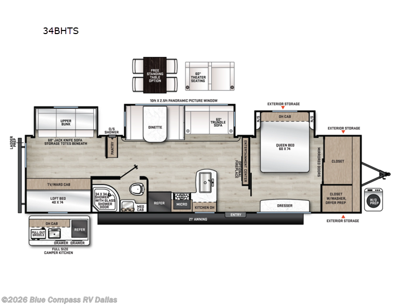 2026 Forest River Aurora 34BHTS - New Travel Trailer For Sale by Blue Compass RV Dallas in Mesquite, Texas features Slideout