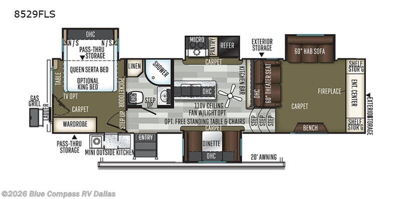 2019 Forest River Flagstaff Classic Super Lite 8529FLS - Used Fifth Wheel For Sale by Blue Compass RV Dallas in Mesquite, Texas features Slideout