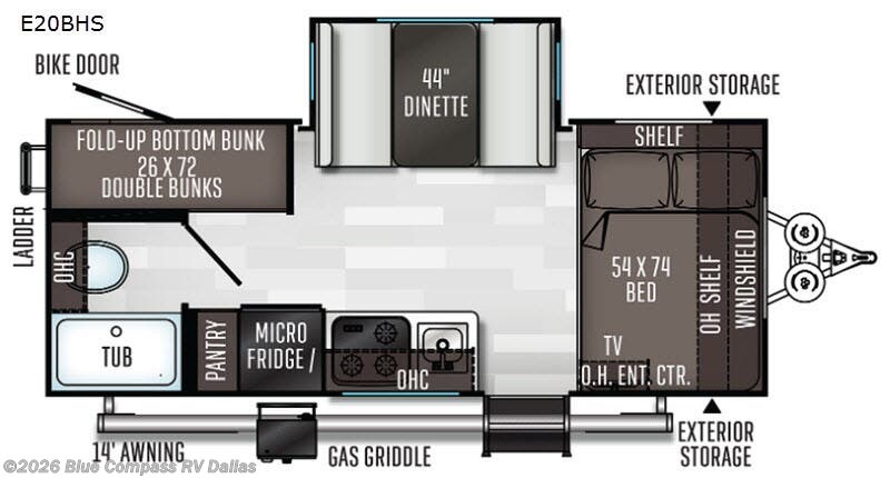 2020 Forest River Flagstaff E-Pro E20BHS - Used Travel Trailer For Sale by Blue Compass RV Dallas in Mesquite, Texas features Slideout