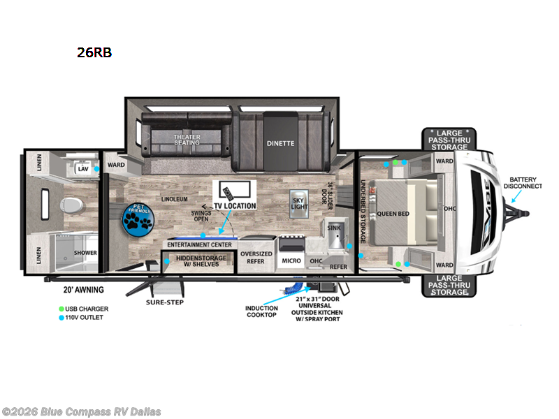2023 Forest River Vibe 26RB - Used Travel Trailer For Sale by Blue Compass RV Dallas in Mesquite, Texas features Slideout