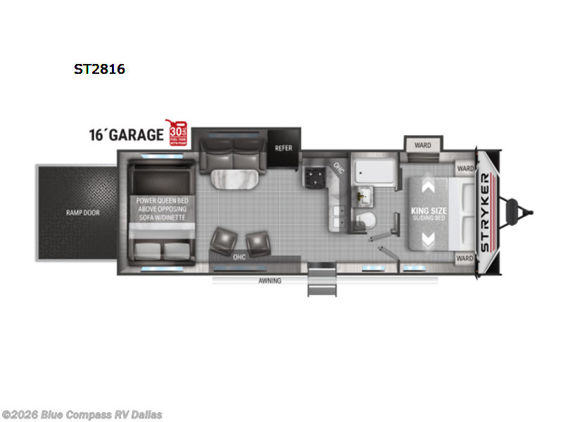 2022 Cruiser RV Stryker ST2816 - Used Toy Hauler For Sale by Blue Compass RV Dallas in Mesquite, Texas features Slideout