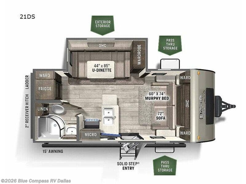 2021 Forest River Flagstaff Micro Lite 21DS - Used Travel Trailer For Sale by Blue Compass RV Dallas in Mesquite, Texas features Slideout