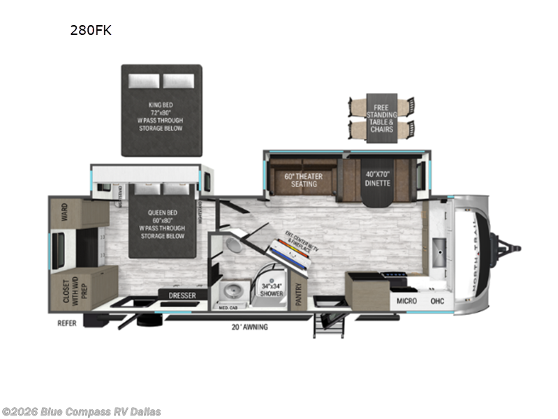 2027 Heartland North Trail 280FK - New Travel Trailer For Sale by Blue Compass RV Dallas in Mesquite, Texas features Slideout