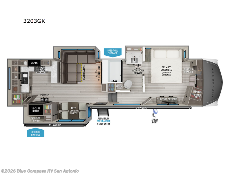 2025 Grand Design Influence 3203GK - New Fifth Wheel For Sale by Blue Compass RV San Antonio in San Antonio, Texas features Slideout