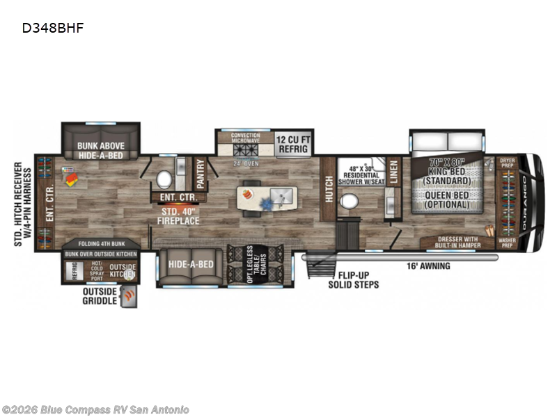 2021 K-Z Durango 348bhf - Used Fifth Wheel For Sale by Blue Compass RV San Antonio in San Antonio, Texas features Slideout
