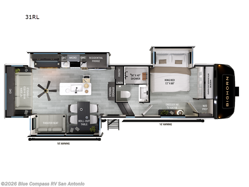 2027 Heartland Bighorn 31RL - New Fifth Wheel For Sale by Blue Compass RV San Antonio in San Antonio, Texas features Slideout