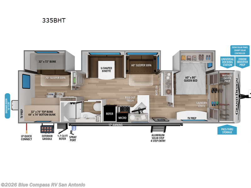 2027 Grand Design Transcend 335BHT - New Travel Trailer For Sale by Blue Compass RV San Antonio in San Antonio, Texas features Slideout
