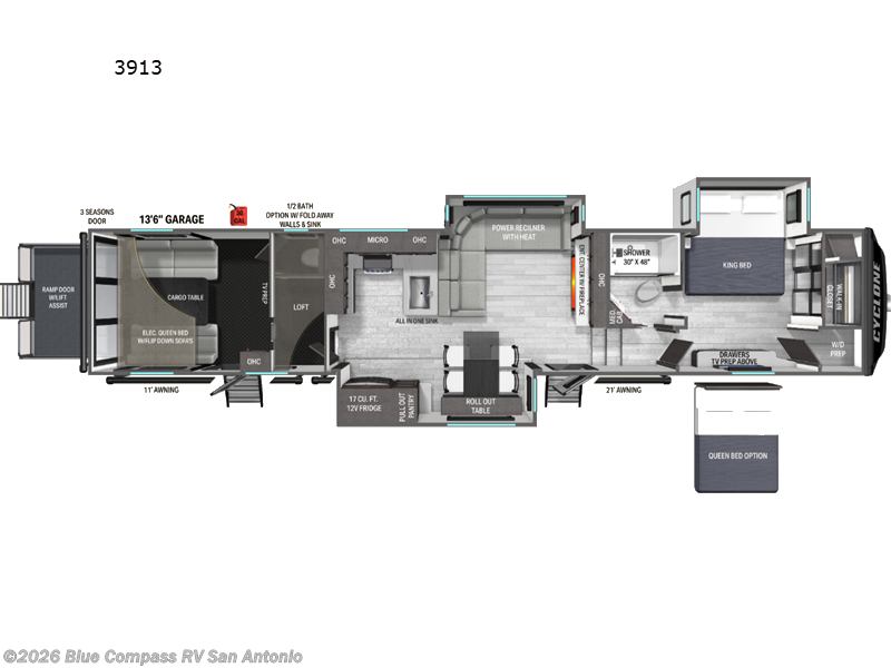2027 Heartland Cyclone 3913 - New Toy Hauler For Sale by Blue Compass RV San Antonio in San Antonio, Texas features Slideout