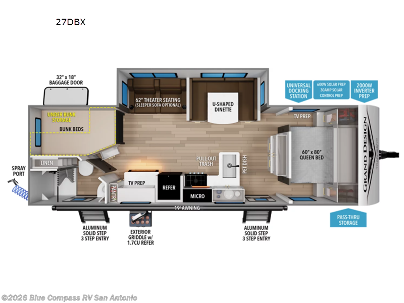 2027 Grand Design Transcend Xplor 27DBX - New Travel Trailer For Sale by Blue Compass RV San Antonio in San Antonio, Texas features Slideout