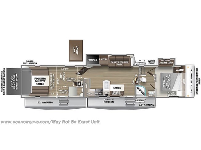 2022 Forest River Cherokee Wolf Pack 365PACK16 floorplan image