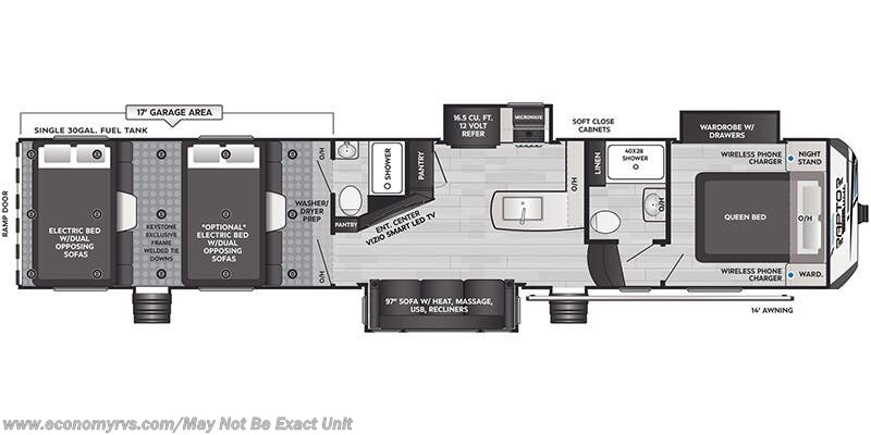 Floorplan of 2025 Keystone Raptor Carbon 398