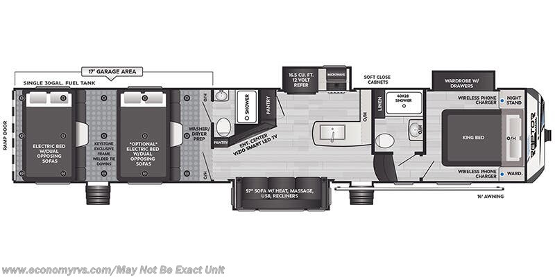 Floorplan of 2025 Keystone Raptor Carbon 398