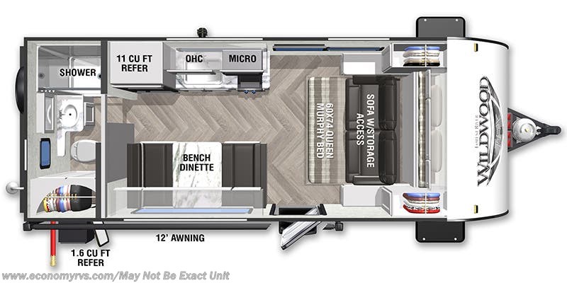 Floorplan of 2022 Forest River Wildwood FSX 167RBK