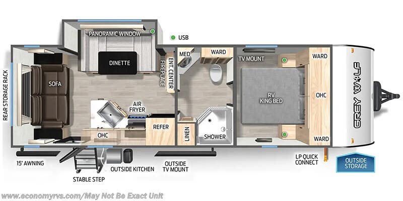 Floorplan of 2025 Forest River Cherokee Grey Wolf 23MK
