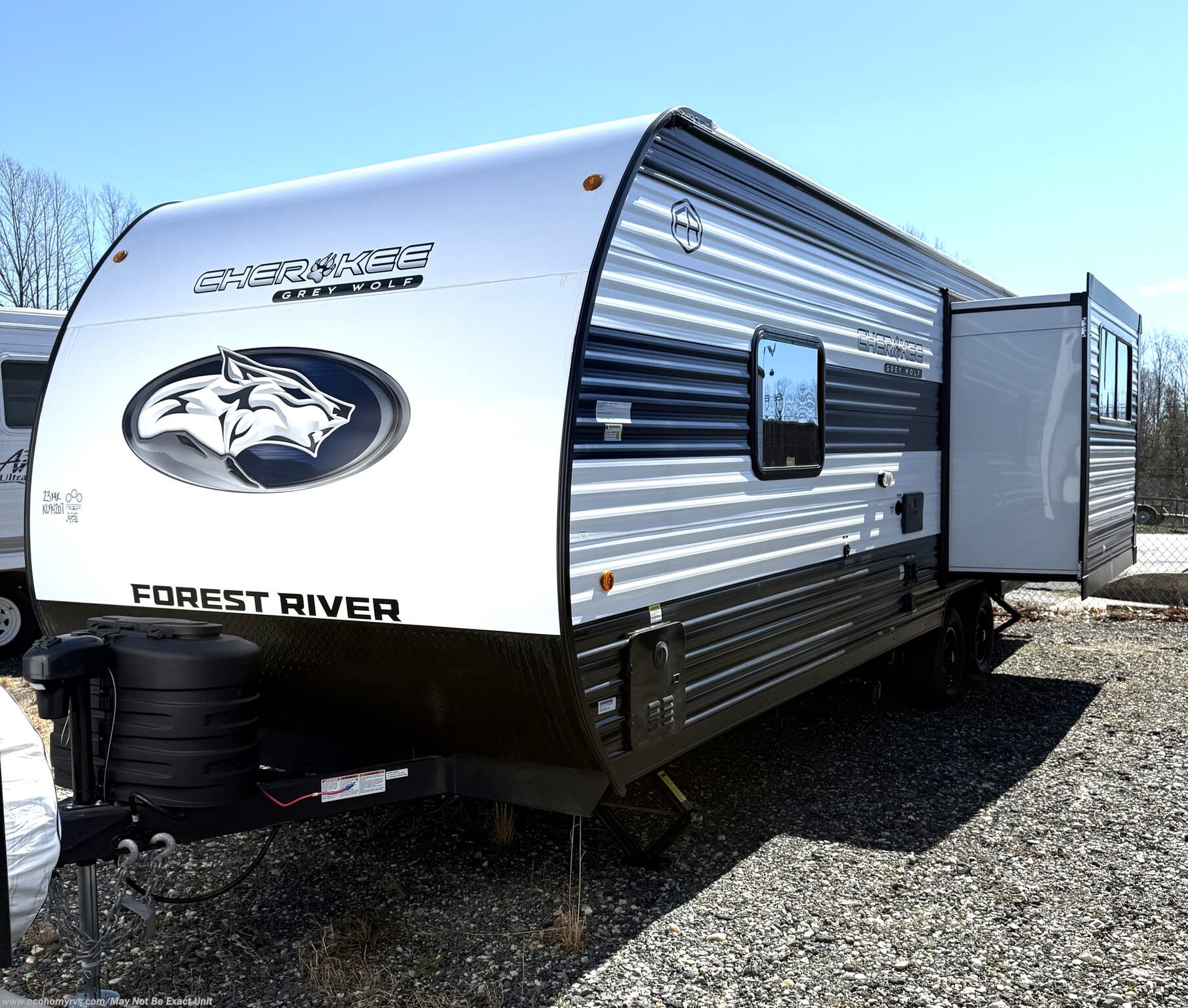 2025 Forest River Cherokee Grey Wolf 23MK - New Travel Trailer For Sale by Economy RVS, LLC in Mechanicsville, Maryland features Air Conditioning, Exterior Speakers, Slideout, LP Detector, Toilet