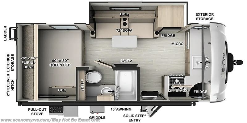 Floorplan of 2024 Forest River Rockwood Geo Pro G20FKS