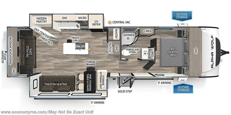 Floorplan of 2025 Forest River Cherokee Alpha Wolf 26RL