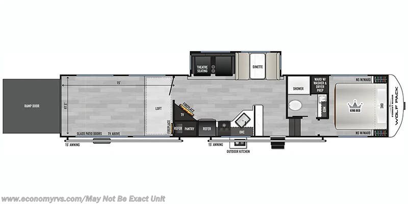 Floorplan of 2026 Forest River Cherokee Wolf Pack Limited 350PACK15