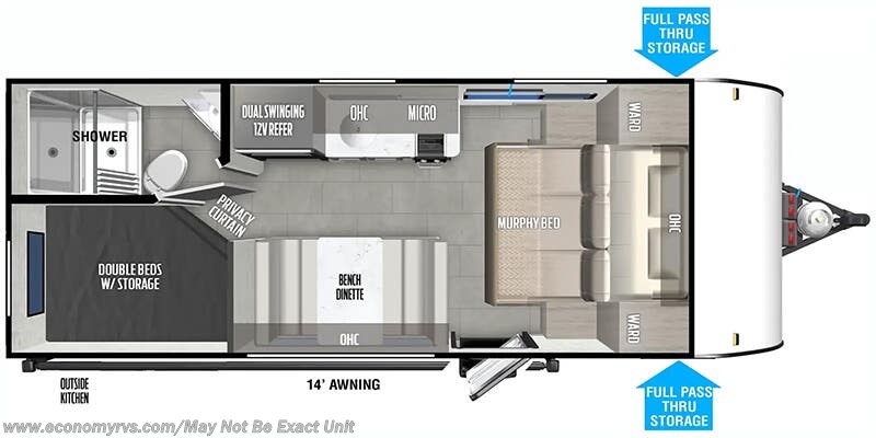 Floorplan of 2025 Forest River Salem FSX 179DBK
