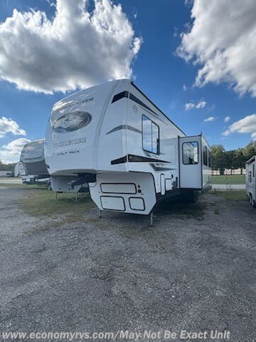 2025 Forest River Cherokee Wolf Pack Limited 350PACK15 - Used Toy Hauler For Sale by Economy RVS, LLC in Mechanicsville, Maryland features Fireplace, Auxiliary Battery, Medicine Cabinet, Awning, External Shower
