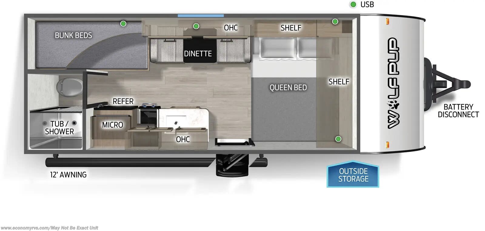 Floorplan of 2026 Forest River Cherokee Wolf Pup 16LP