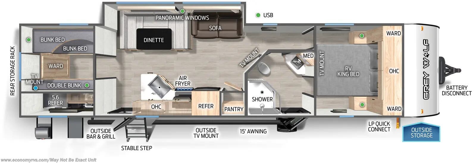 Floorplan of 2026 Forest River Cherokee Grey Wolf 29TE