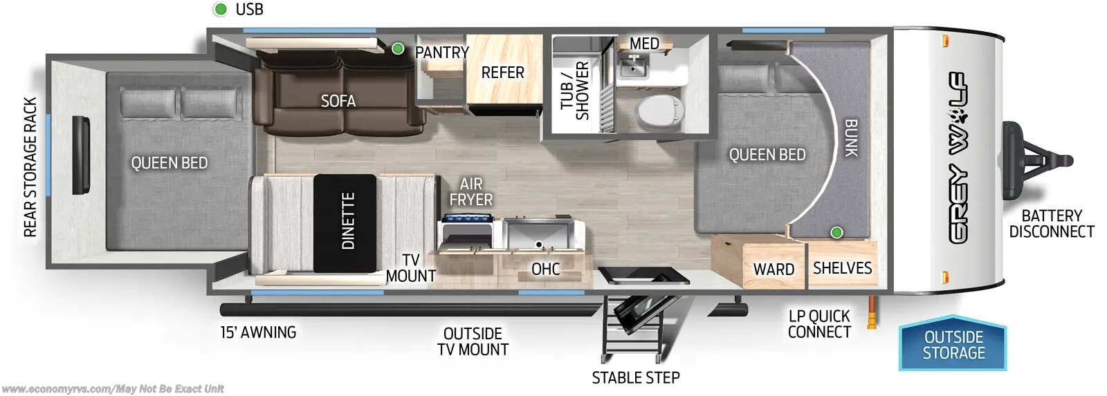 Floorplan of 2025 Forest River Cherokee Grey Wolf 19SM