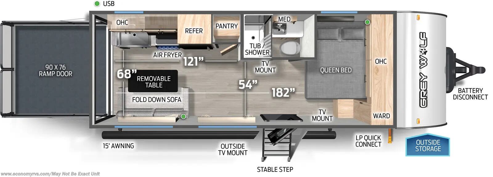 Floorplan of 2026 Forest River Cherokee Grey Wolf 18RR