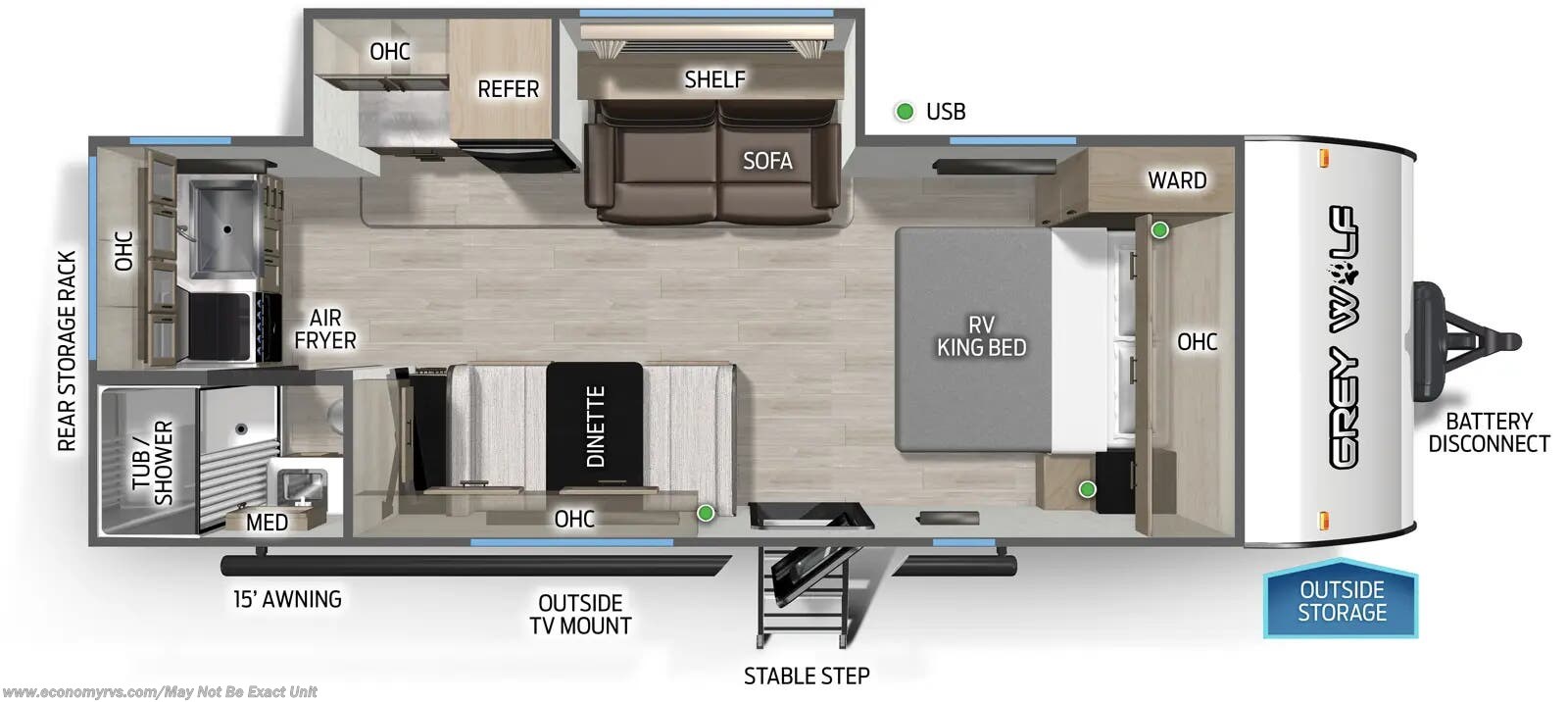 Floorplan of 2026 Forest River Cherokee Grey Wolf 22CE